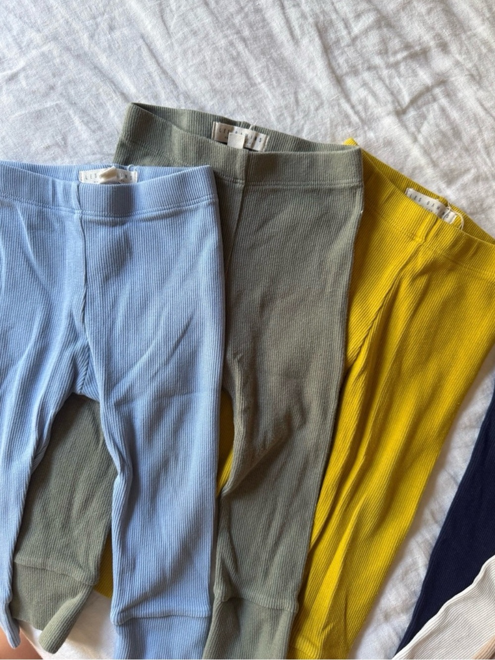 Kids Ribbed Leggings Set - Blue, Olive, Yellow